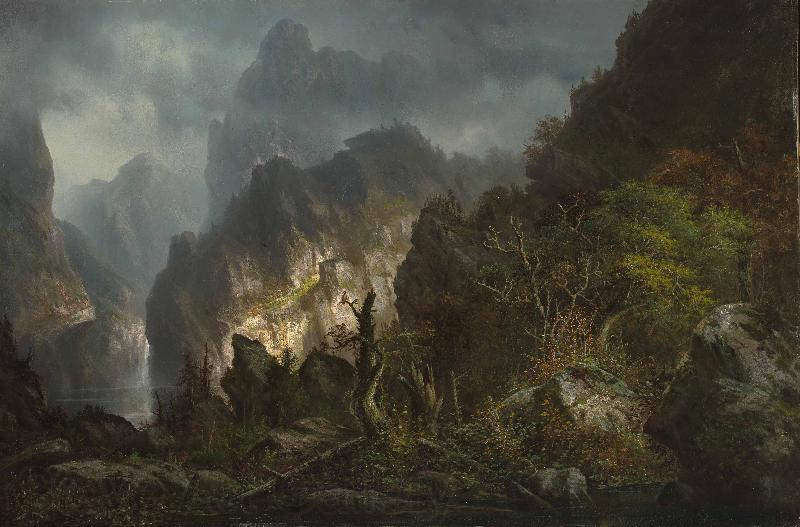 Johann Hermann Carmiencke Storm in the mountains Norge oil painting art